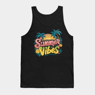 Retro Summer Vibes Colorful Sunset Tropical Design Tank Top